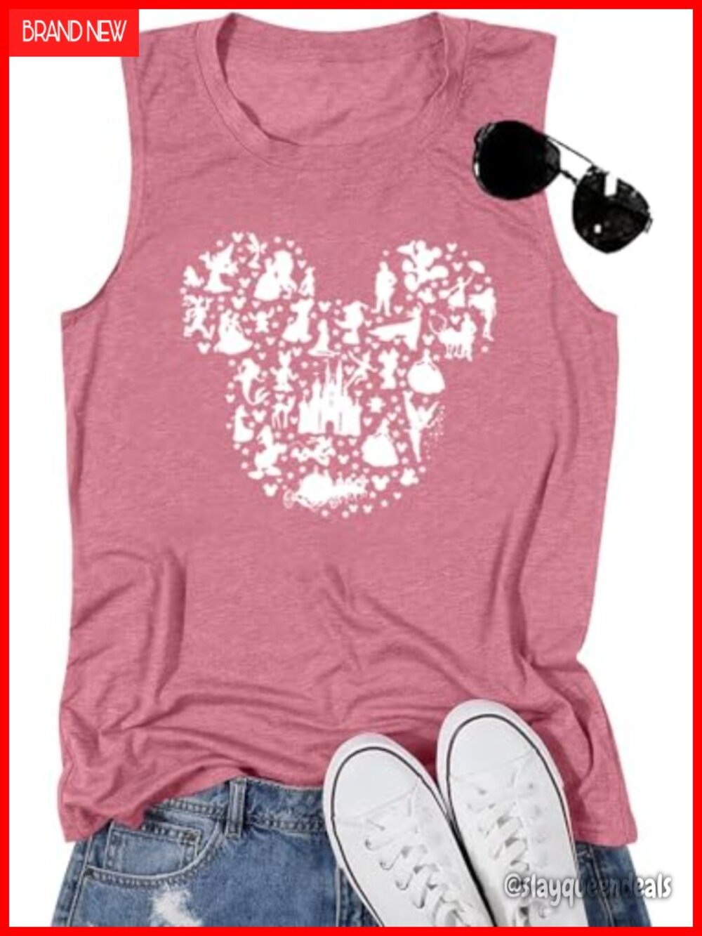 Womens Magic Kingdom Castle Graphic Tank Top Sleeveless Cotton Blend Tee